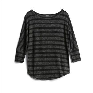 41 Hawthorn Striped 3/4 Sleeve Sweater, Black and Gray, Size: Small